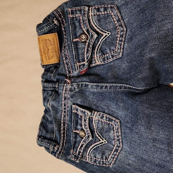 Levi's 715 bootcut blue jeans with pink stitching 5 Reg - Picture 7 of 8